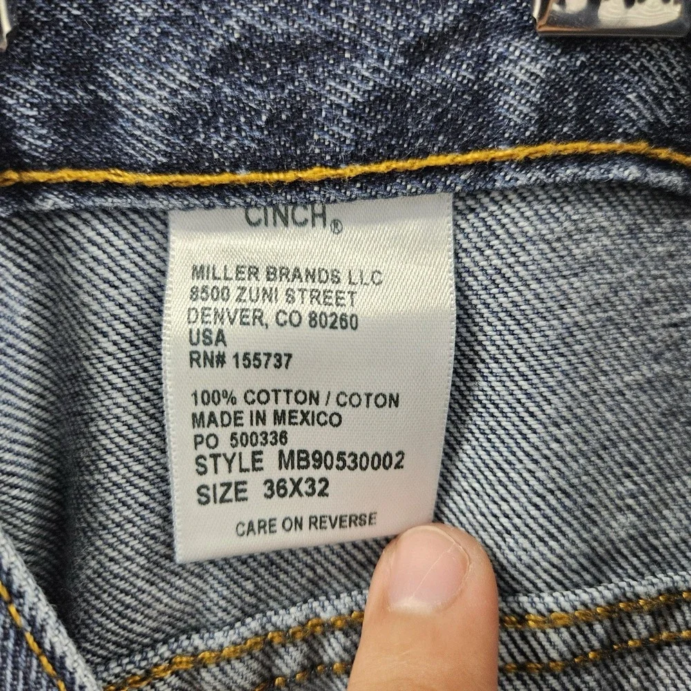 Cinch Mens Jeans 36x32 Blue Relaxed Straight Western Cowboy Denim Made Mexico